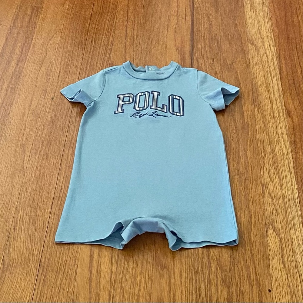 Ralph Lauren Blue Striped Embroidered Logo One Piece